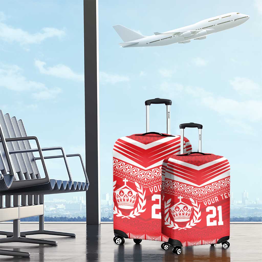 Custom Mate Ma'a Tonga Heritage Luggage Cover Pacific Tribal Rugby Red Edition - Polynesian Pride