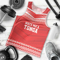 Custom Mate Ma'a Tonga Heritage Men Tank Top Pacific Tribal Rugby Red Edition - Polynesian Pride