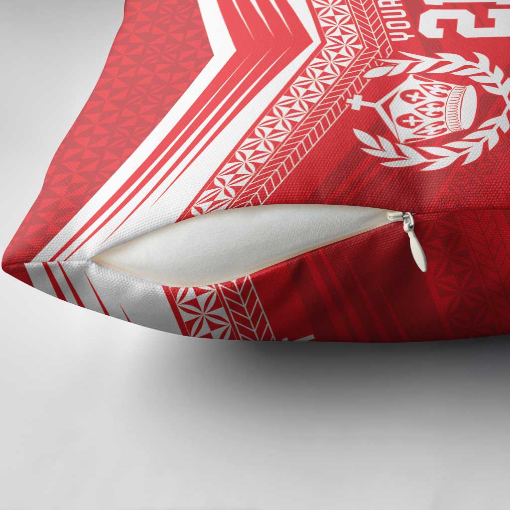 Custom Mate Ma'a Tonga Heritage Pillow Cover Pacific Tribal Rugby Red Edition - Polynesian Pride