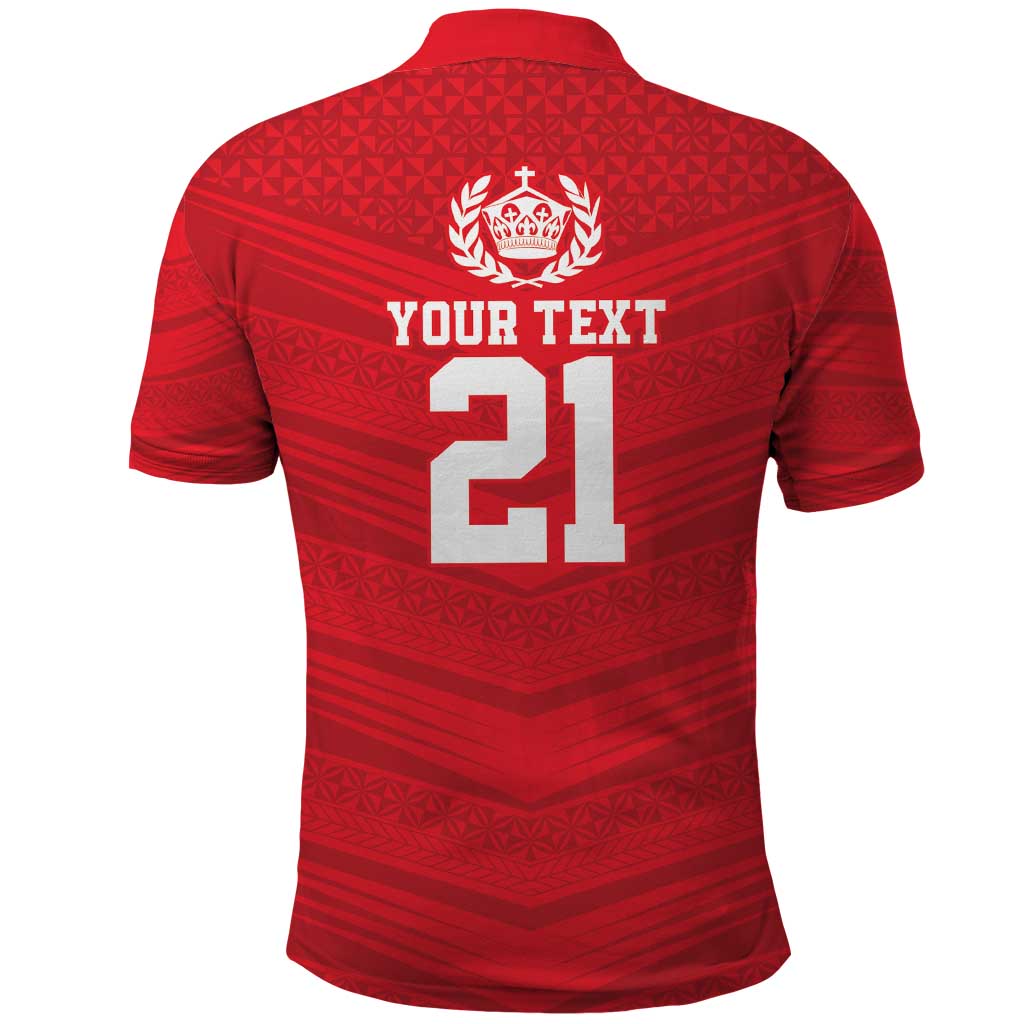 Custom Mate Ma'a Tonga Heritage Polo Shirt Pacific Tribal Rugby Red Edition - Polynesian Pride