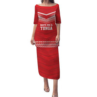 Custom Mate Ma'a Tonga Heritage Puletasi Pacific Tribal Rugby Red Edition - Polynesian Pride