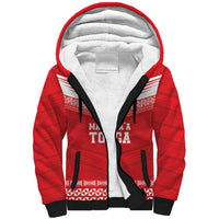 Custom Mate Ma'a Tonga Heritage Sherpa Hoodie Pacific Tribal Rugby Red Edition - Polynesian Pride