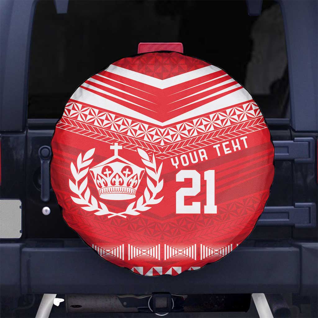 Custom Mate Ma'a Tonga Heritage Spare Tire Cover Pacific Tribal Rugby Red Edition - Polynesian Pride