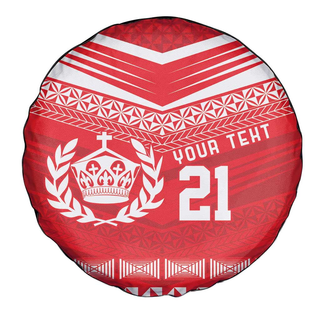 Custom Mate Ma'a Tonga Heritage Spare Tire Cover Pacific Tribal Rugby Red Edition - Polynesian Pride