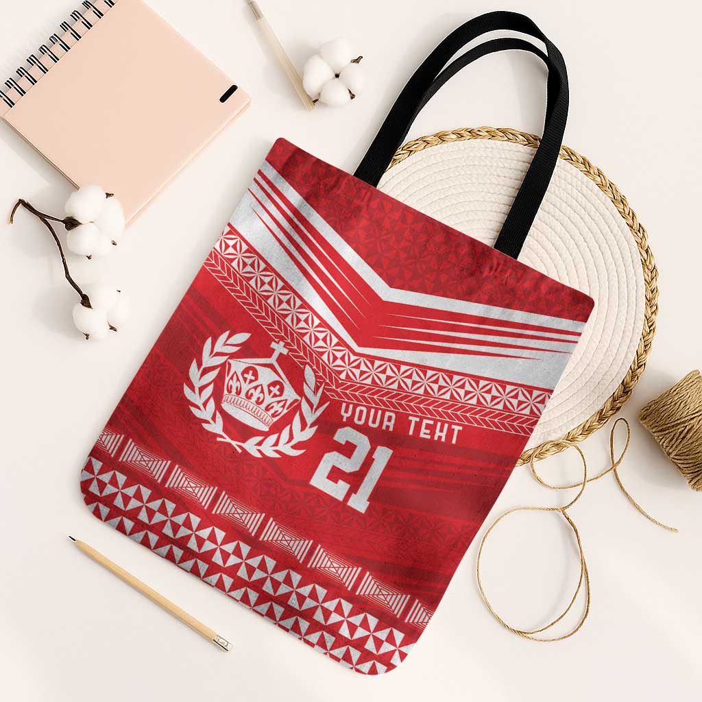 Custom Mate Ma'a Tonga Heritage Tote Bag Pacific Tribal Rugby Red Edition - Polynesian Pride
