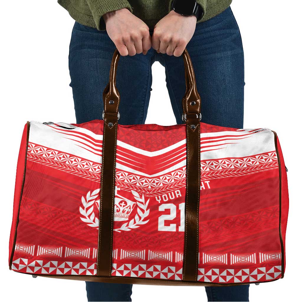 Custom Mate Ma'a Tonga Heritage Travel Bag Pacific Tribal Rugby Red Edition - Polynesian Pride