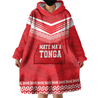 Custom Mate Ma'a Tonga Heritage Wearable Blanket Hoodie Pacific Tribal Rugby Red Edition - Polynesian Pride