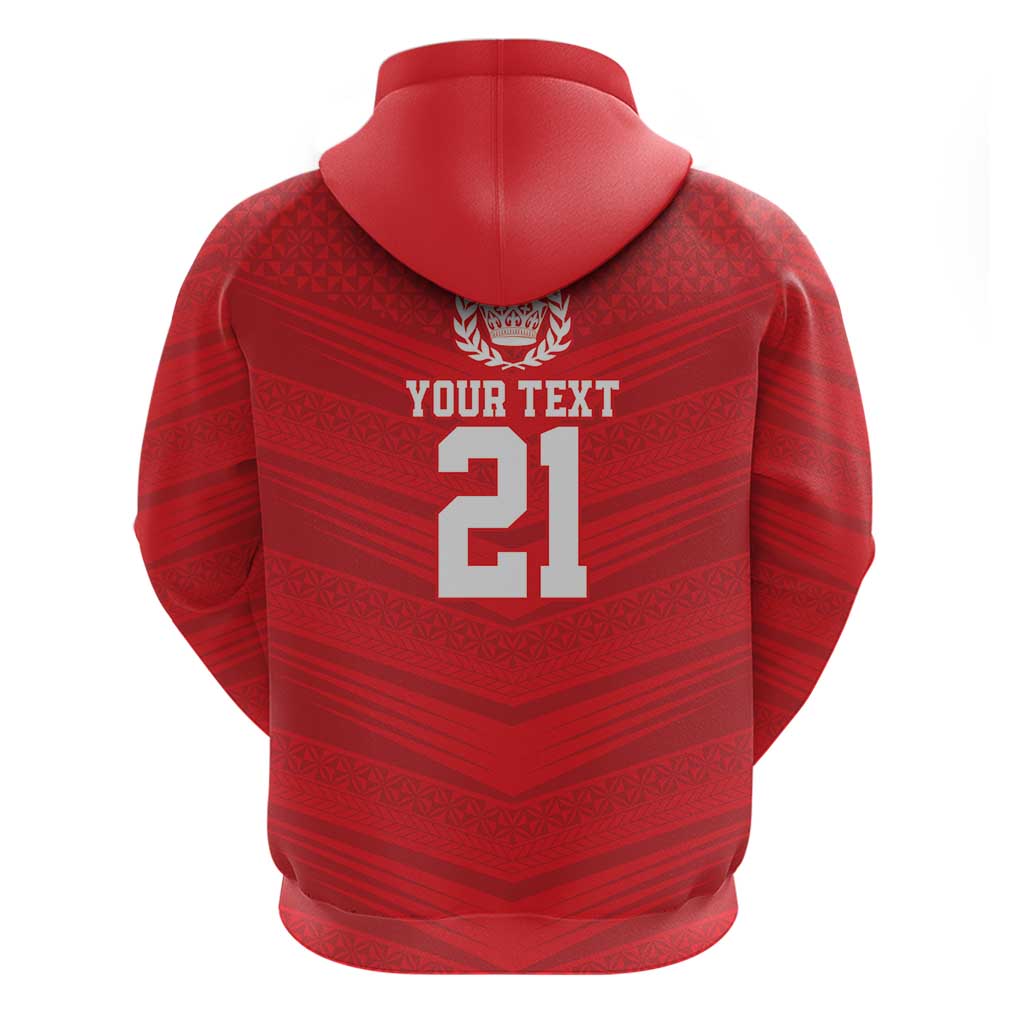 Custom Mate Ma'a Tonga Heritage Zip Hoodie Pacific Tribal Rugby Red Edition - Polynesian Pride