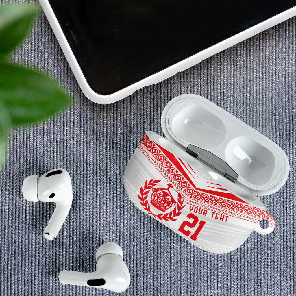 Custom Mate Ma'a Tonga Heritage AirPods Case Pacific Tribal Rugby White Edition - Polynesian Pride