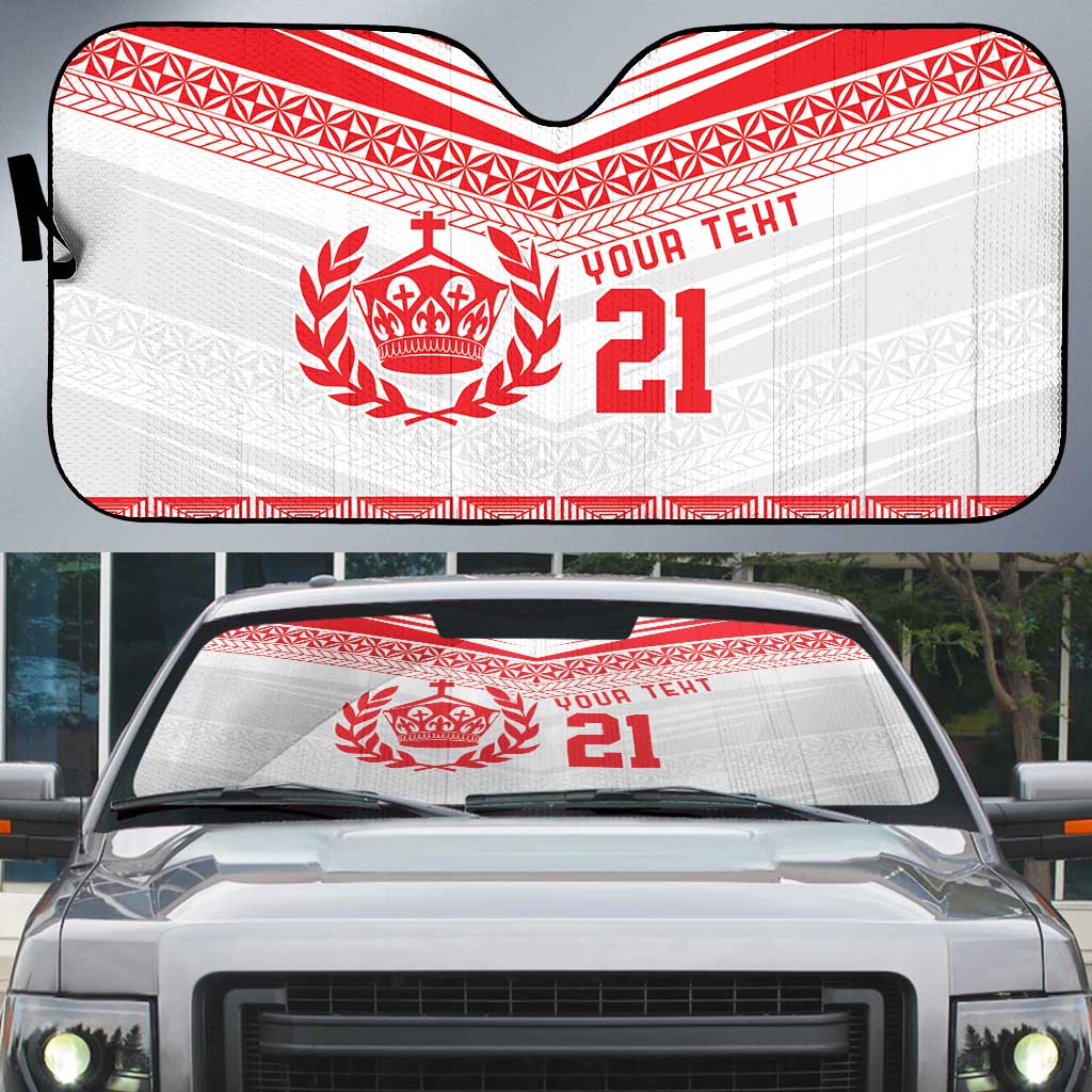 Custom Mate Ma'a Tonga Heritage Auto Sun Shade Pacific Tribal Rugby White Edition - Polynesian Pride