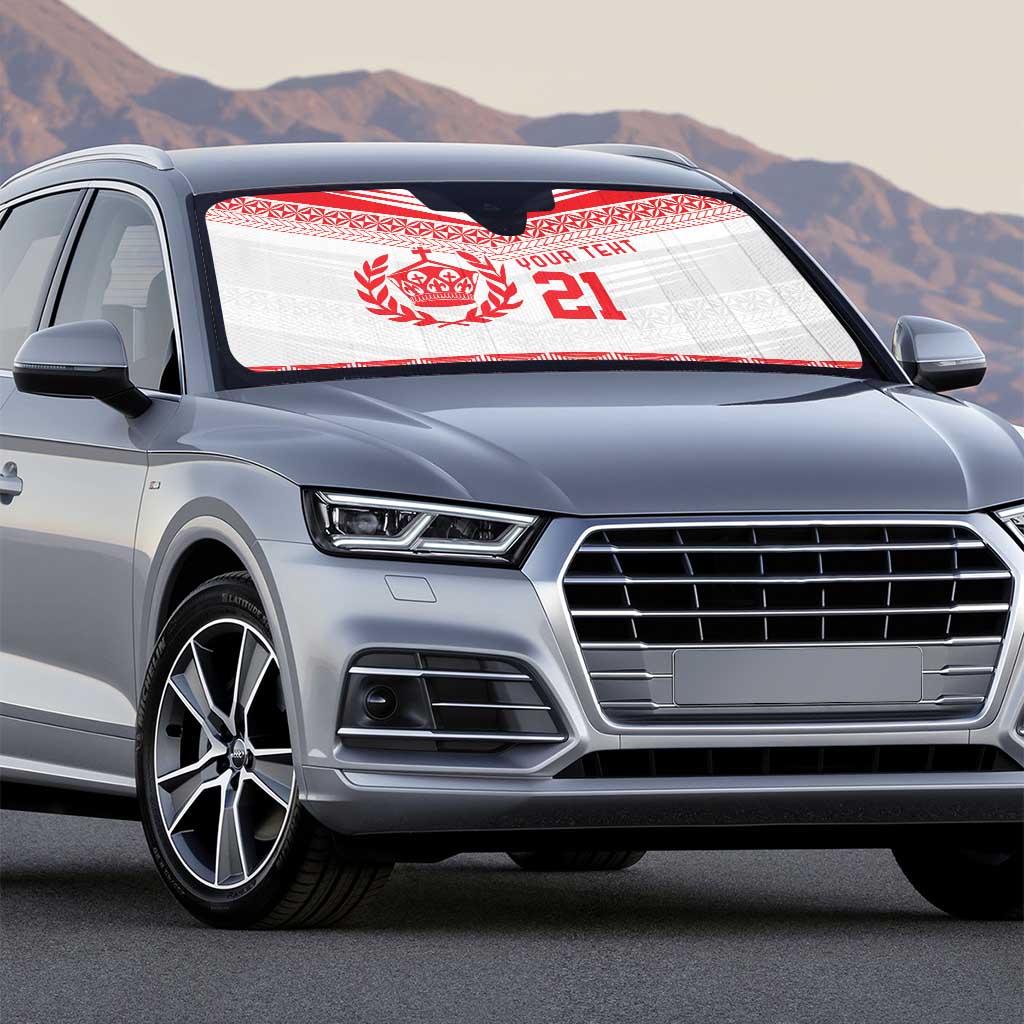Custom Mate Ma'a Tonga Heritage Auto Sun Shade Pacific Tribal Rugby White Edition - Polynesian Pride