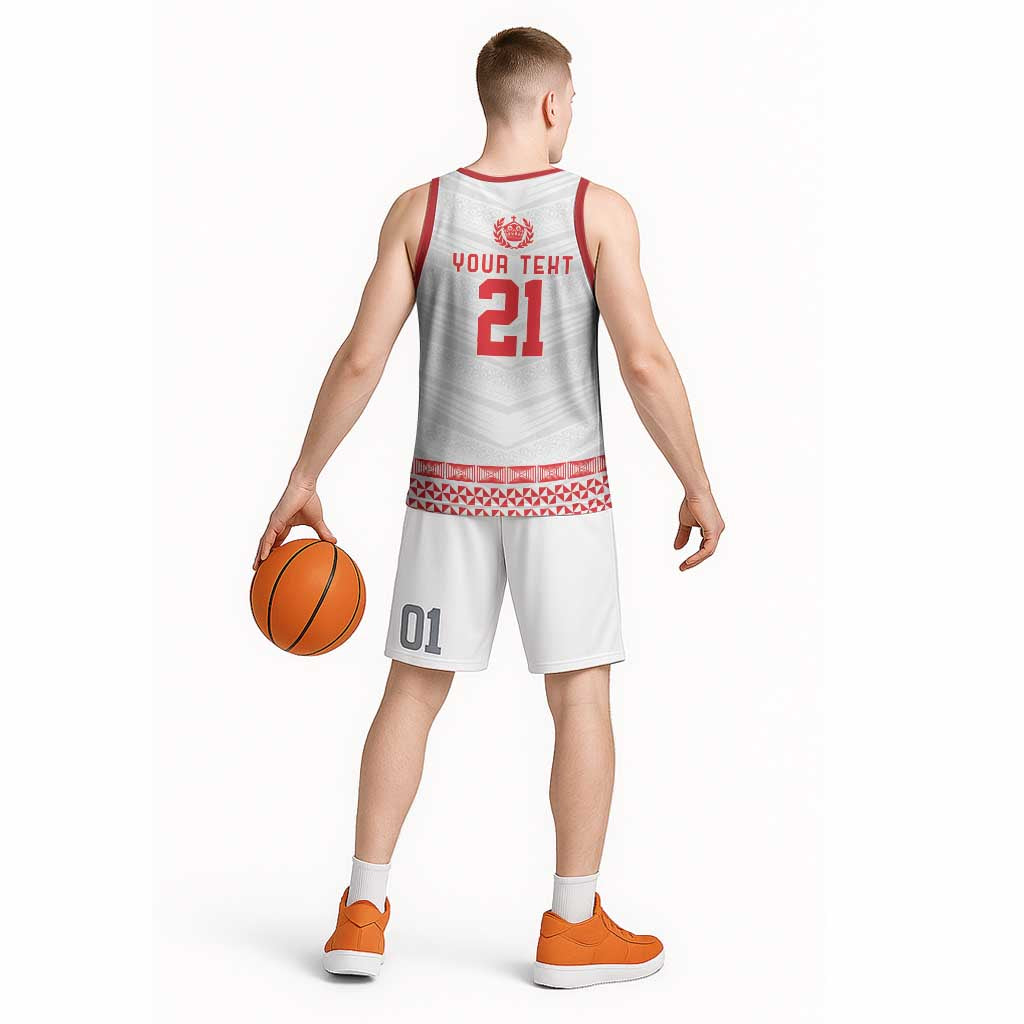 Custom Mate Ma'a Tonga Heritage Basketball Jersey Pacific Tribal Rugby White Edition - Polynesian Pride