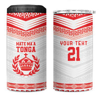 Custom Mate Ma'a Tonga Heritage 4 in 1 Can Cooler Tumbler Pacific Tribal Rugby White Edition - Polynesian Pride