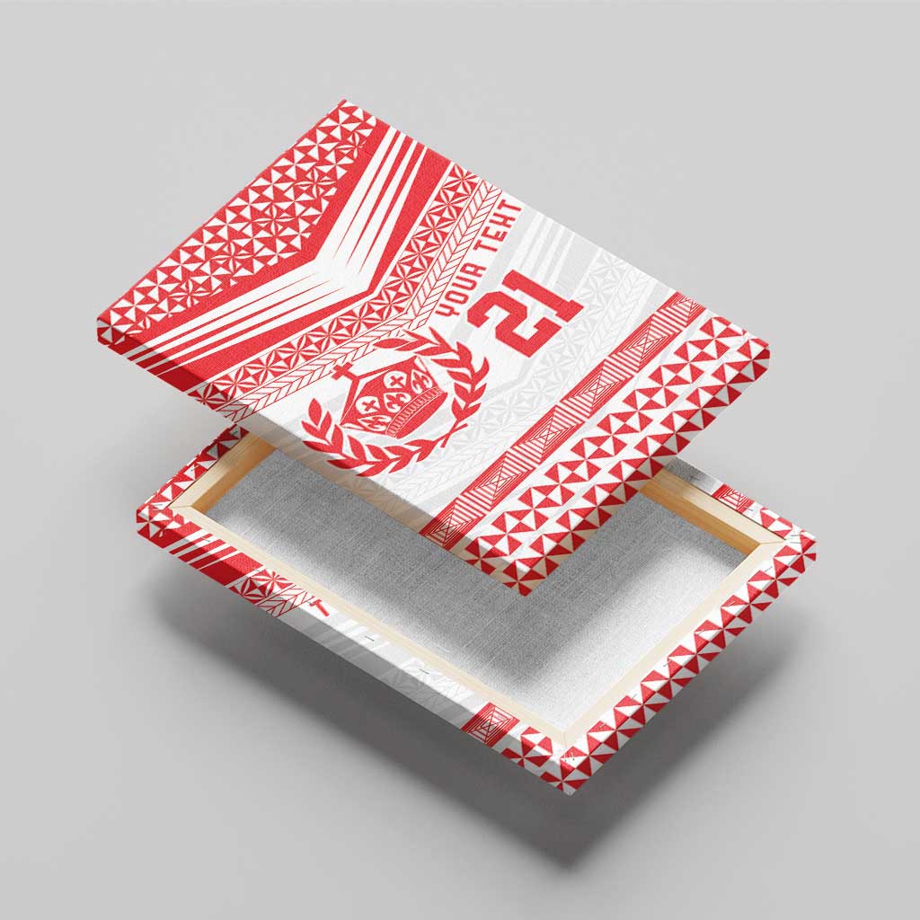 Custom Mate Ma'a Tonga Heritage Canvas Wall Art Pacific Tribal Rugby White Edition - Polynesian Pride