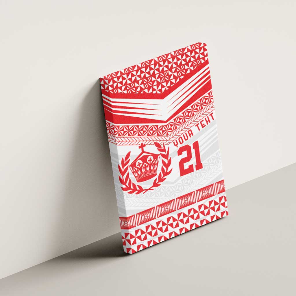 Custom Mate Ma'a Tonga Heritage Canvas Wall Art Pacific Tribal Rugby White Edition - Polynesian Pride