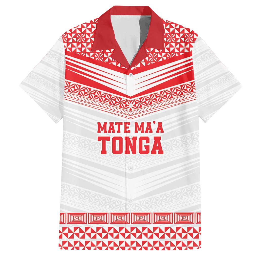 Custom Mate Ma'a Tonga Heritage Family Matching Off Shoulder Maxi Dress and Hawaiian Shirt Pacific Tribal Rugby White Edition - Polynesian Pride