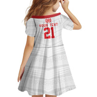 Custom Mate Ma'a Tonga Heritage Family Matching Off Shoulder Short Dress and Hawaiian Shirt Pacific Tribal Rugby White Edition - Polynesian Pride