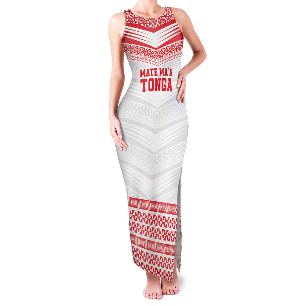 Custom Mate Ma'a Tonga Heritage Family Matching Tank Maxi Dress and Hawaiian Shirt Pacific Tribal Rugby White Edition - Polynesian Pride