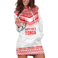 Custom Mate Ma'a Tonga Heritage Hoodie Dress Pacific Tribal Rugby White Edition - Polynesian Pride