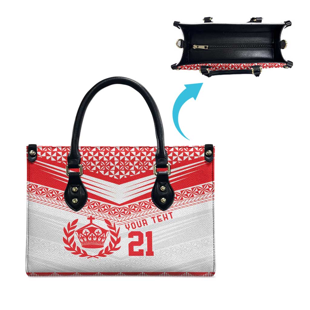 Custom Mate Ma'a Tonga Heritage Leather Bag Pacific Tribal Rugby White Edition - Polynesian Pride