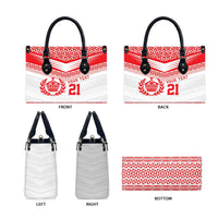 Custom Mate Ma'a Tonga Heritage Leather Bag Pacific Tribal Rugby White Edition - Polynesian Pride