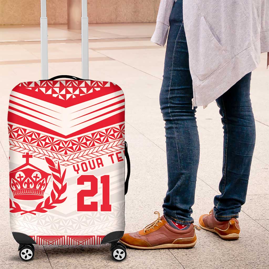 Custom Mate Ma'a Tonga Heritage Luggage Cover Pacific Tribal Rugby White Edition - Polynesian Pride