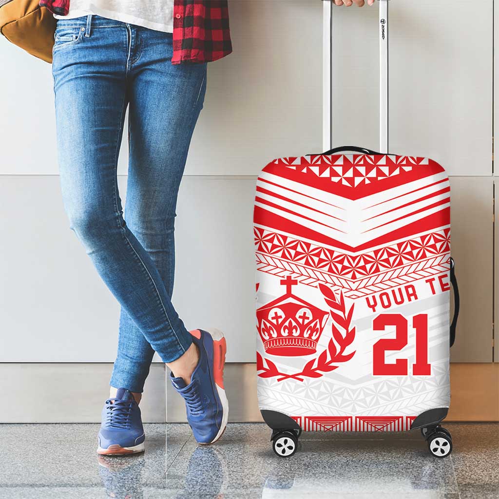 Custom Mate Ma'a Tonga Heritage Luggage Cover Pacific Tribal Rugby White Edition - Polynesian Pride