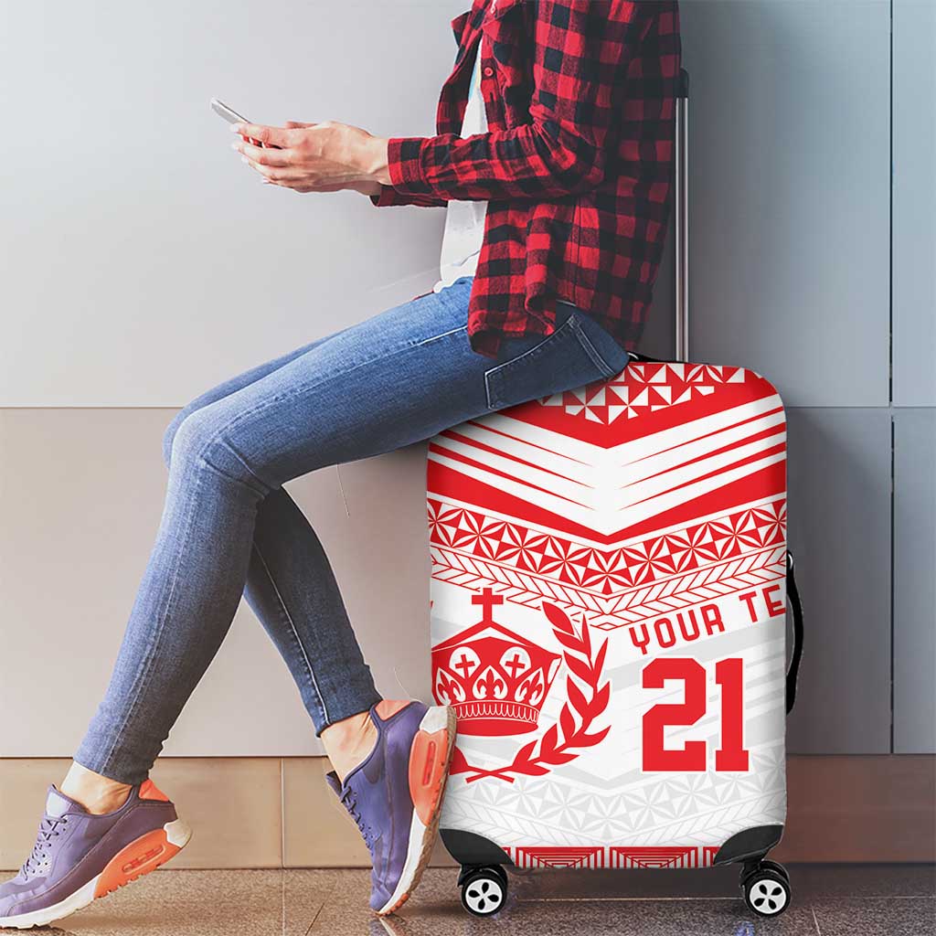 Custom Mate Ma'a Tonga Heritage Luggage Cover Pacific Tribal Rugby White Edition - Polynesian Pride