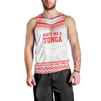 Custom Mate Ma'a Tonga Heritage Men Tank Top Pacific Tribal Rugby White Edition - Polynesian Pride