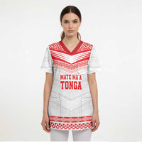 Custom Mate Ma'a Tonga Heritage Scrub Top Pacific Tribal Rugby White Edition - Polynesian Pride