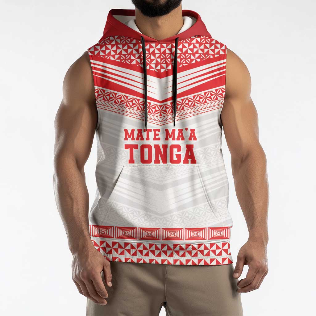 Custom Mate Ma'a Tonga Heritage Sleeveless Hoodie Pacific Tribal Rugby White Edition - Polynesian Pride