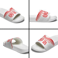 Custom Mate Ma'a Tonga Heritage Slide Sandals Pacific Tribal Rugby White Edition - Polynesian Pride