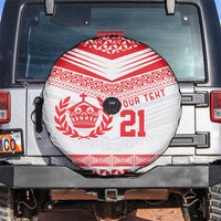 Custom Mate Ma'a Tonga Heritage Spare Tire Cover Pacific Tribal Rugby White Edition - Polynesian Pride