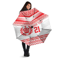 Custom Mate Ma'a Tonga Heritage Umbrella Pacific Tribal Rugby White Edition - Polynesian Pride
