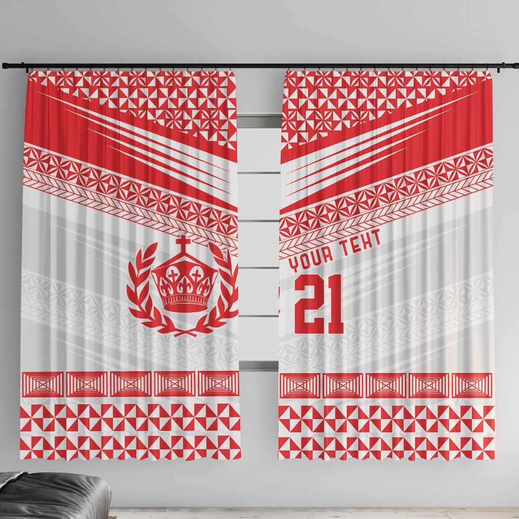 Custom Mate Ma'a Tonga Heritage Window Curtain Pacific Tribal Rugby White Edition - Polynesian Pride