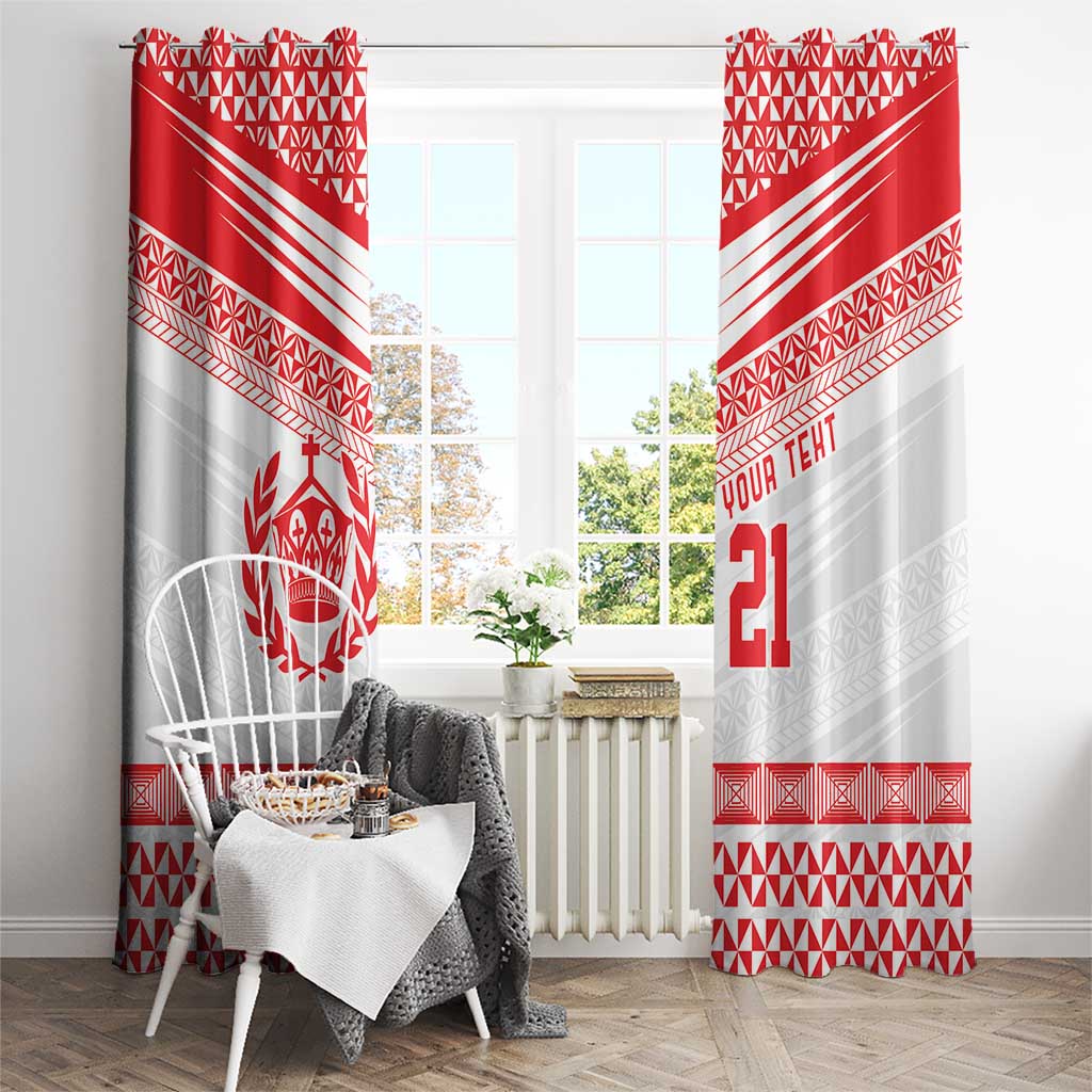 Custom Mate Ma'a Tonga Heritage Window Curtain Pacific Tribal Rugby White Edition - Polynesian Pride