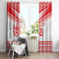 Custom Mate Ma'a Tonga Heritage Window Curtain Pacific Tribal Rugby White Edition - Polynesian Pride