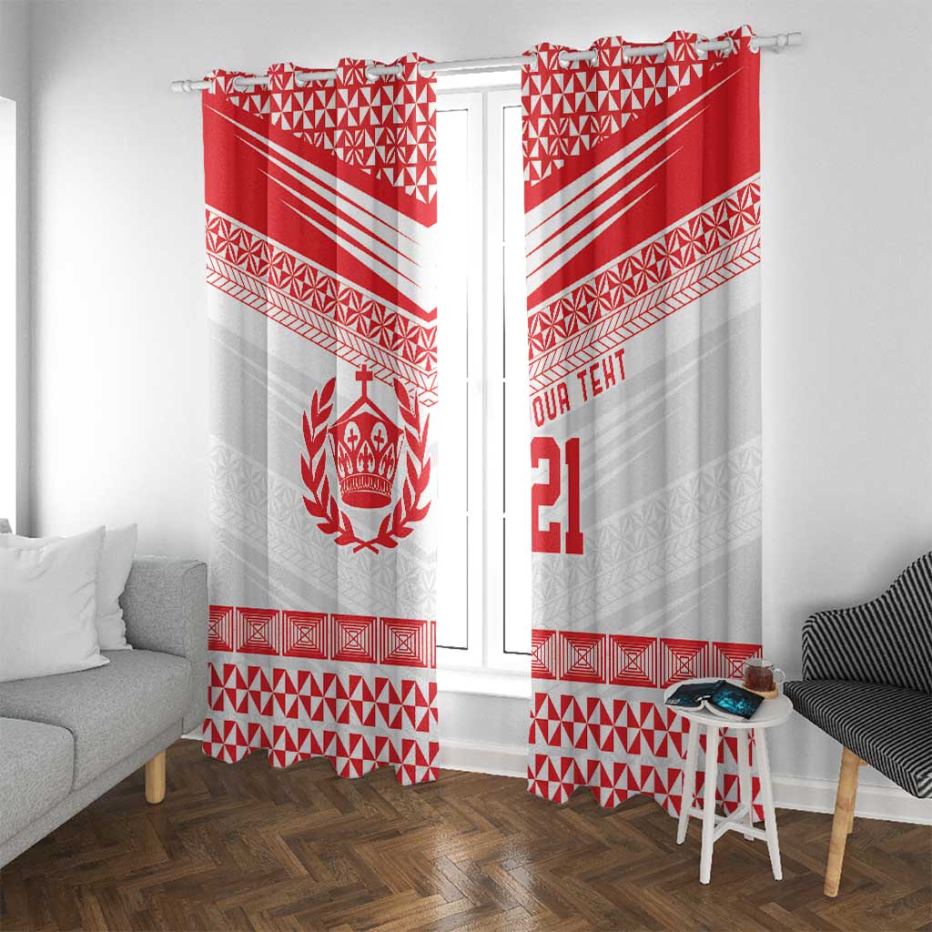 Custom Mate Ma'a Tonga Heritage Window Curtain Pacific Tribal Rugby White Edition - Polynesian Pride