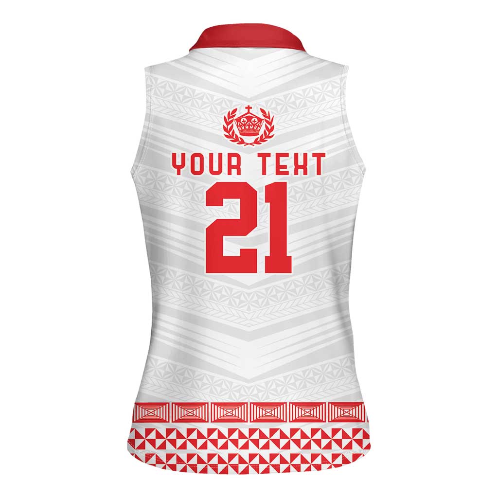Custom Mate Ma'a Tonga Heritage Women Sleeveless Polo Shirt Pacific Tribal Rugby White Edition - Polynesian Pride