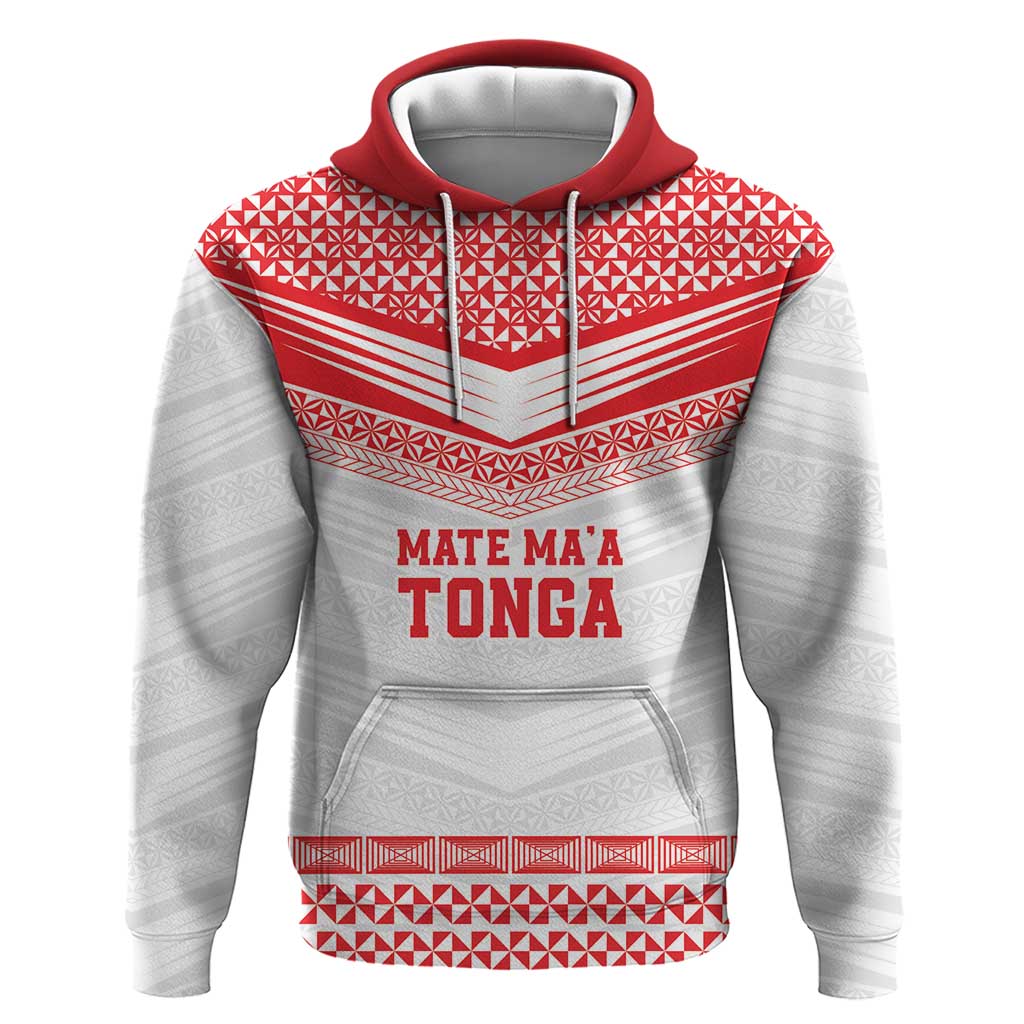 Custom Mate Ma'a Tonga Heritage Zip Hoodie Pacific Tribal Rugby White Edition - Polynesian Pride