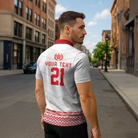 Custom Mate Ma'a Tonga Heritage Zipper Polo Shirt Pacific Tribal Rugby White Edition - Polynesian Pride