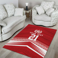 Custom Pacific Rugby Spirit Area Rug Tonga Ngatu Pride Red Edition - Polynesian Pride