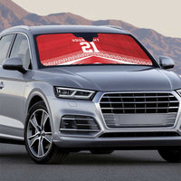 Custom Pacific Rugby Spirit Auto Sun Shade Tonga Ngatu Pride Red Edition - Polynesian Pride