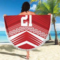 Custom Pacific Rugby Spirit Beach Blanket Tonga Ngatu Pride Red Edition - Polynesian Pride