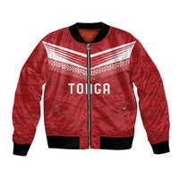 Custom Pacific Rugby Spirit Bomber Jacket Tonga Ngatu Pride Red Edition - Polynesian Pride