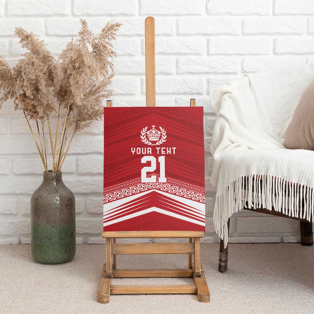 Custom Pacific Rugby Spirit Canvas Wall Art Tonga Ngatu Pride Red Edition - Polynesian Pride