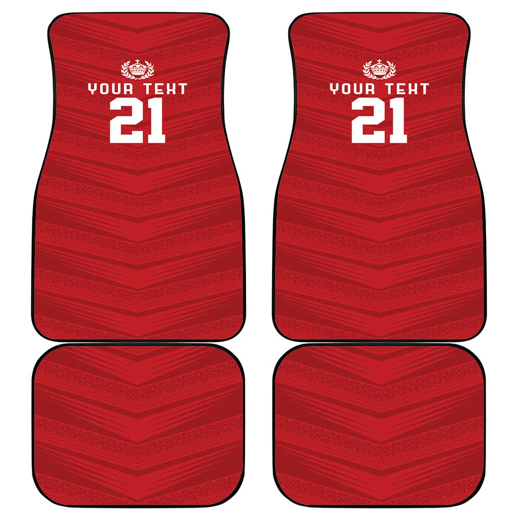 Custom Pacific Rugby Spirit Car Mats Tonga Ngatu Pride Red Edition - Polynesian Pride