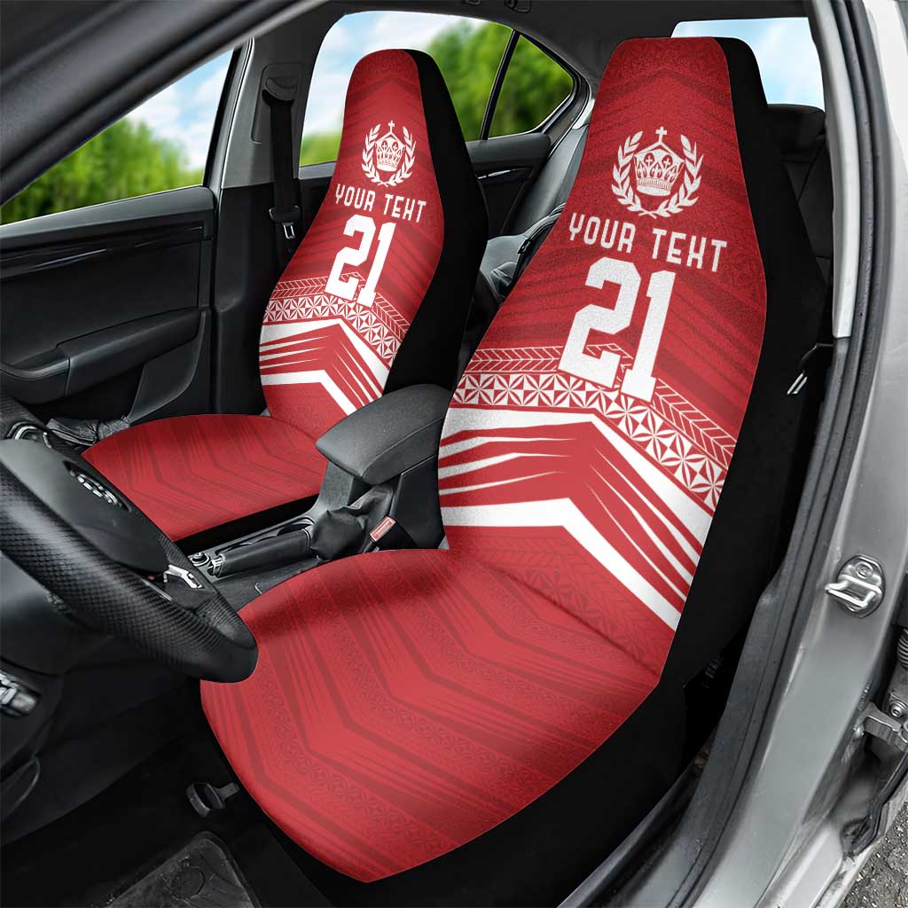 Custom Pacific Rugby Spirit Car Seat Cover Tonga Ngatu Pride Red Edition - Polynesian Pride
