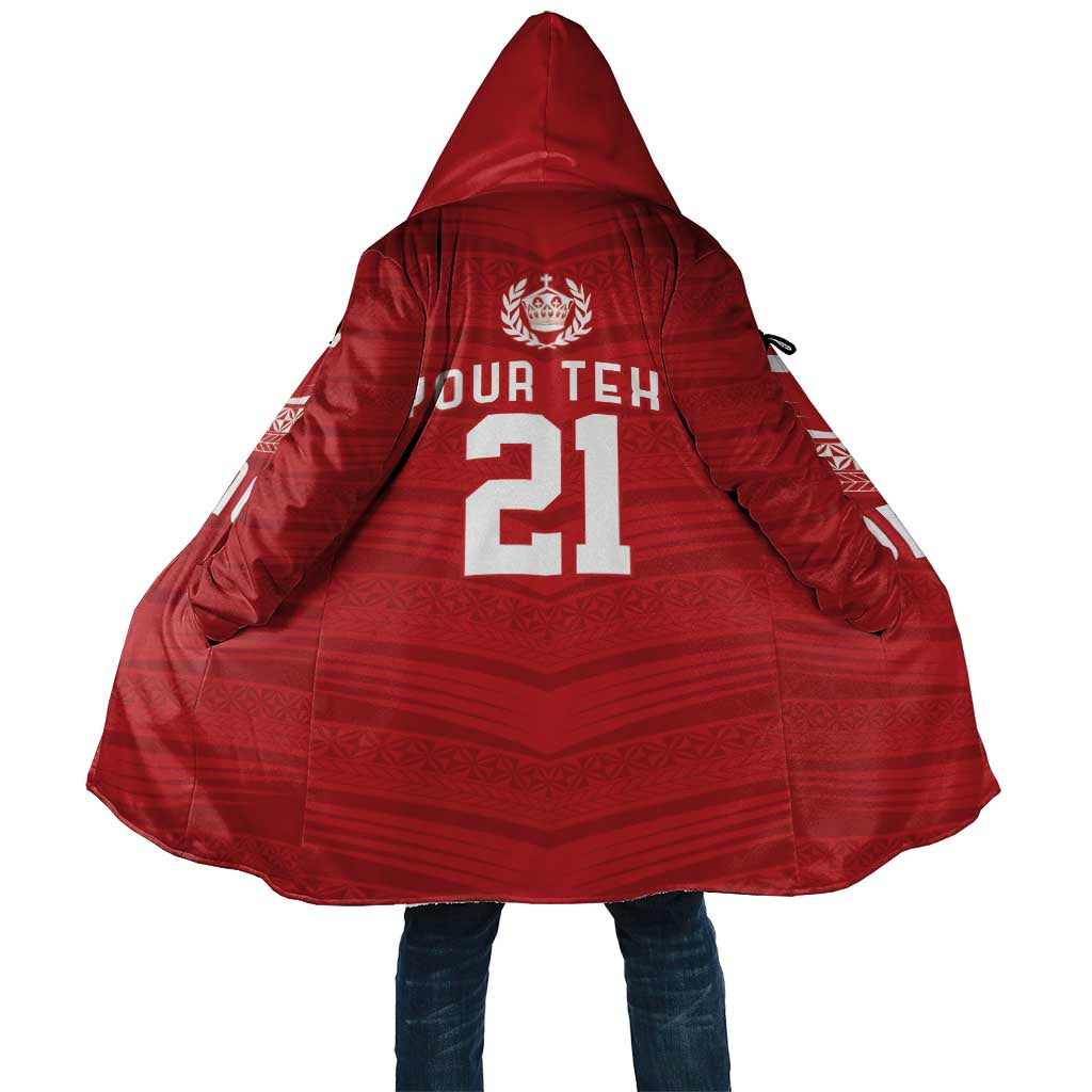 Custom Pacific Rugby Spirit Cloak Tonga Ngatu Pride Red Edition - Polynesian Pride