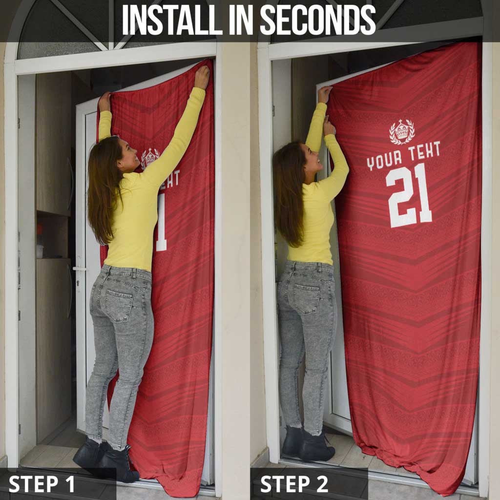 Custom Pacific Rugby Spirit Door Cover Tonga Ngatu Pride Red Edition - Polynesian Pride